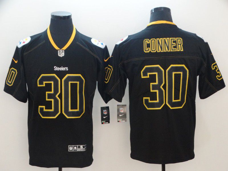 Men Pittsburgh Steelers #30 Conner Nike Lights Out Black Color Rush Limited NFL Jersey